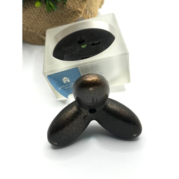 Michael Graves Clear Lucite Desk Alarm Clock Tripod Bronze Base - Picture 7 of 10